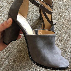 Vince Camuto Blue Grey Suede Ankle Strap Heel